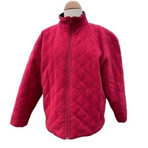 Vintage Woolrich Womens Red Quilted Jacket Size Large 100% Wool Full Zip